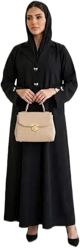 Structured Burbe abaya set with matching hijab and handbag