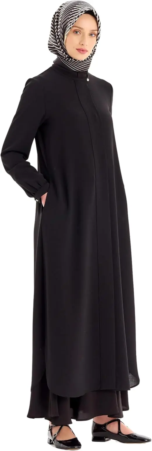 Tuğba closed abaya dress with hidden front placket